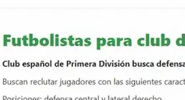 Esto igual no lo viste venir, hay un equipo de Primera que busca jugadores en un portal de empleo.