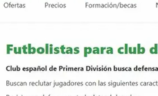 Esto igual no lo viste venir, hay un equipo de Primera que busca jugadores en un portal de empleo.