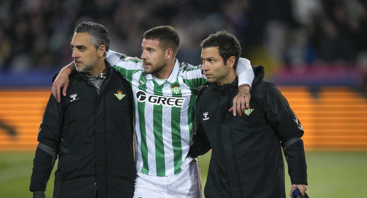 Aitor Ruibal, lesionado en Montjuïc. /EFE