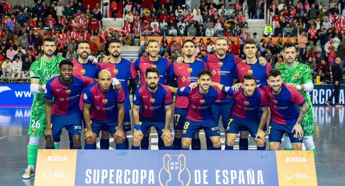 El equipo de fútbol sala del FC Barcelona, durante la Supercopa. /FC BARCELONA