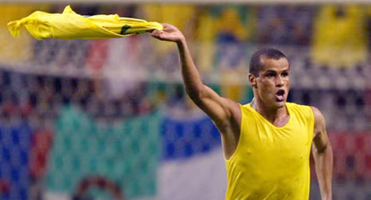 Rivaldo, durante un partido de Brasil./GETTY