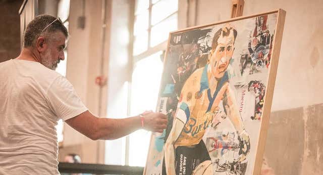Miguel, el Picasso del ciclismo que vende cuadros a Pogacar y Valverde: «Fue mi refugio tras la retirada»