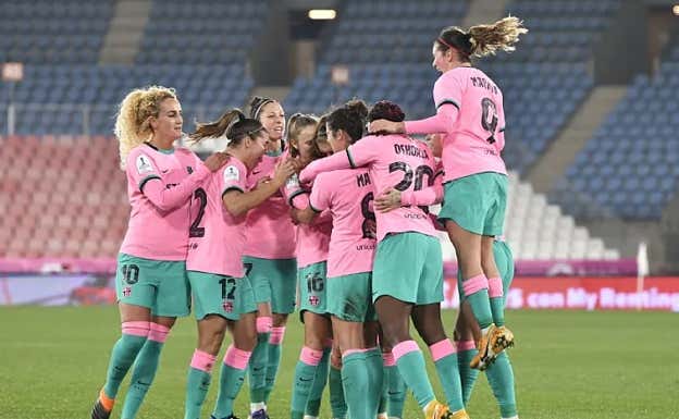 Las jugadoras del Barça durante la semifinal de 2021.  RFEF