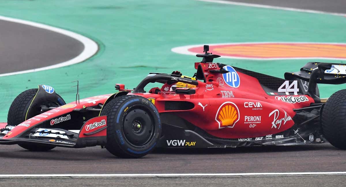 Lewis Hamilton en su primer test privado con un monoplaza de Ferrari.