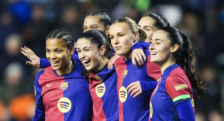 El FC Barcelona celebra un gol.