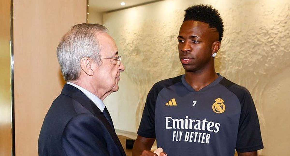 Florentino Pérez y Vinicius Junior./Real Madrid CF