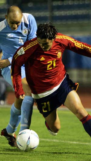David Villa, durante su debut ante San Marino.  EFE