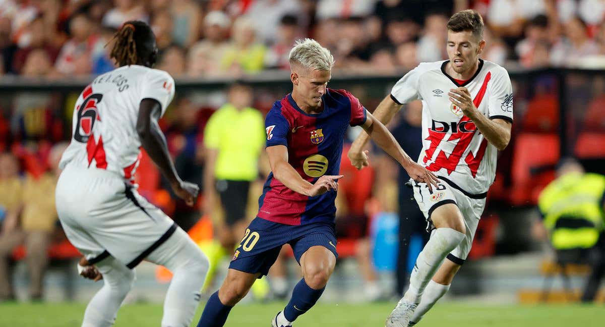 Dani Olmo, durante el Rayo Vallecano - FC Barcelona de la primera vuelta./GETTY