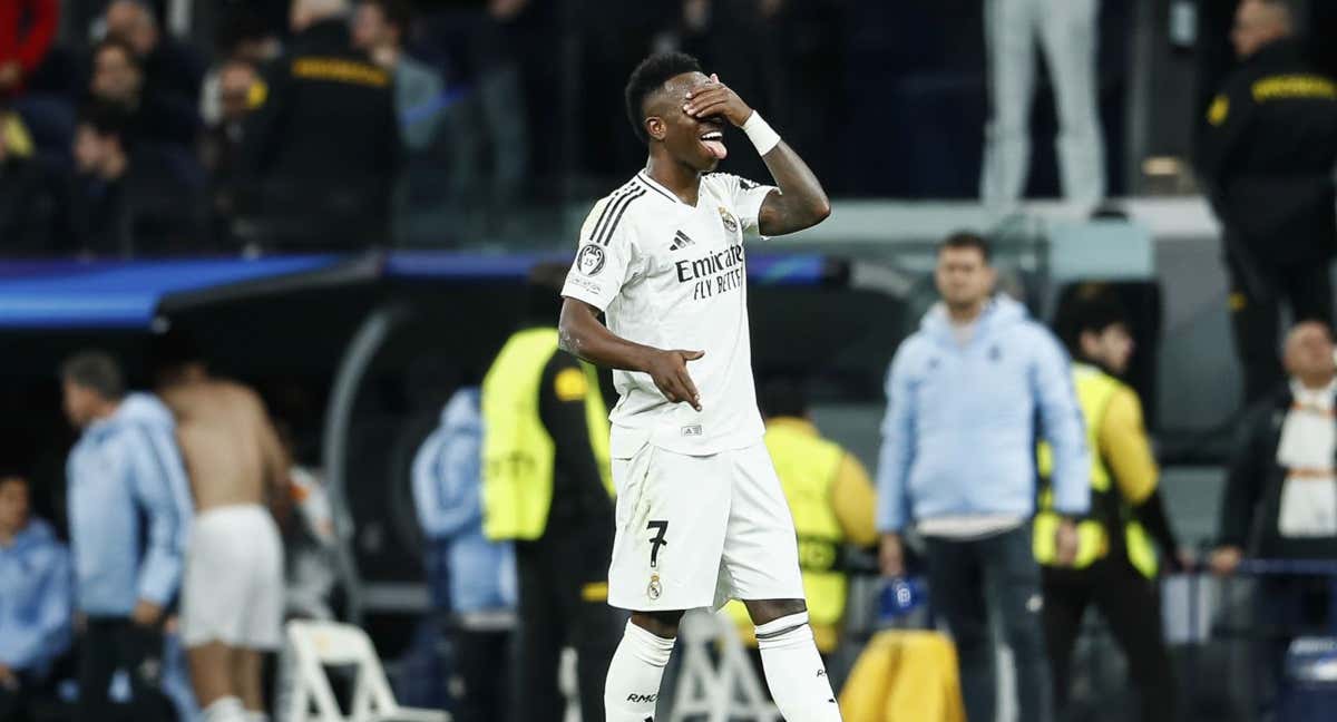 Vinicius, en el Bernabéu./AFP