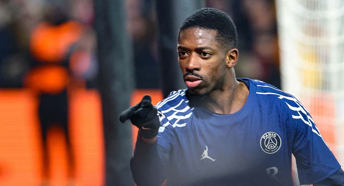 Dembélé celebra uno de sus tantos.