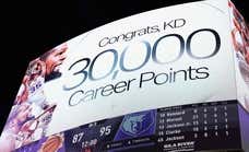 Kevin Durant entra en el exclusivo olimpo de los 30.000 puntos