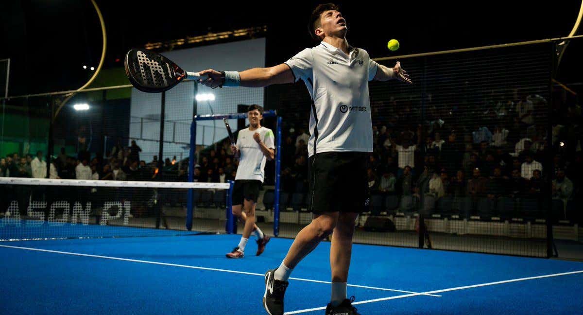 Juan Tello y Valentino Libaak celebran su pase a los cuartos de final del Riyadh P1./Premier Padel