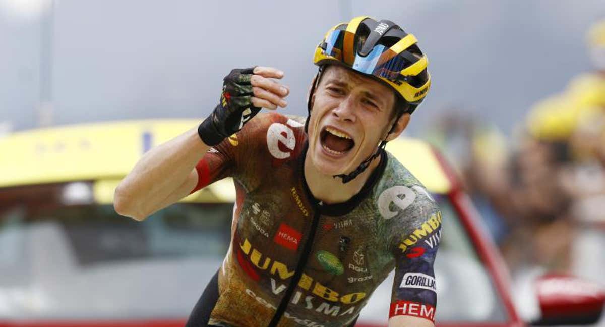 Vingegaard celebrando una de sus victorias. /AFP