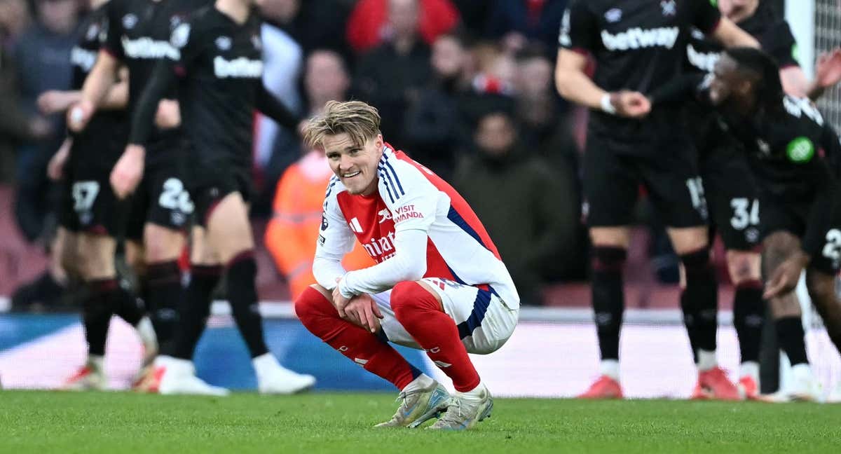 Martin Odergaard en el partido ante el West Ham.