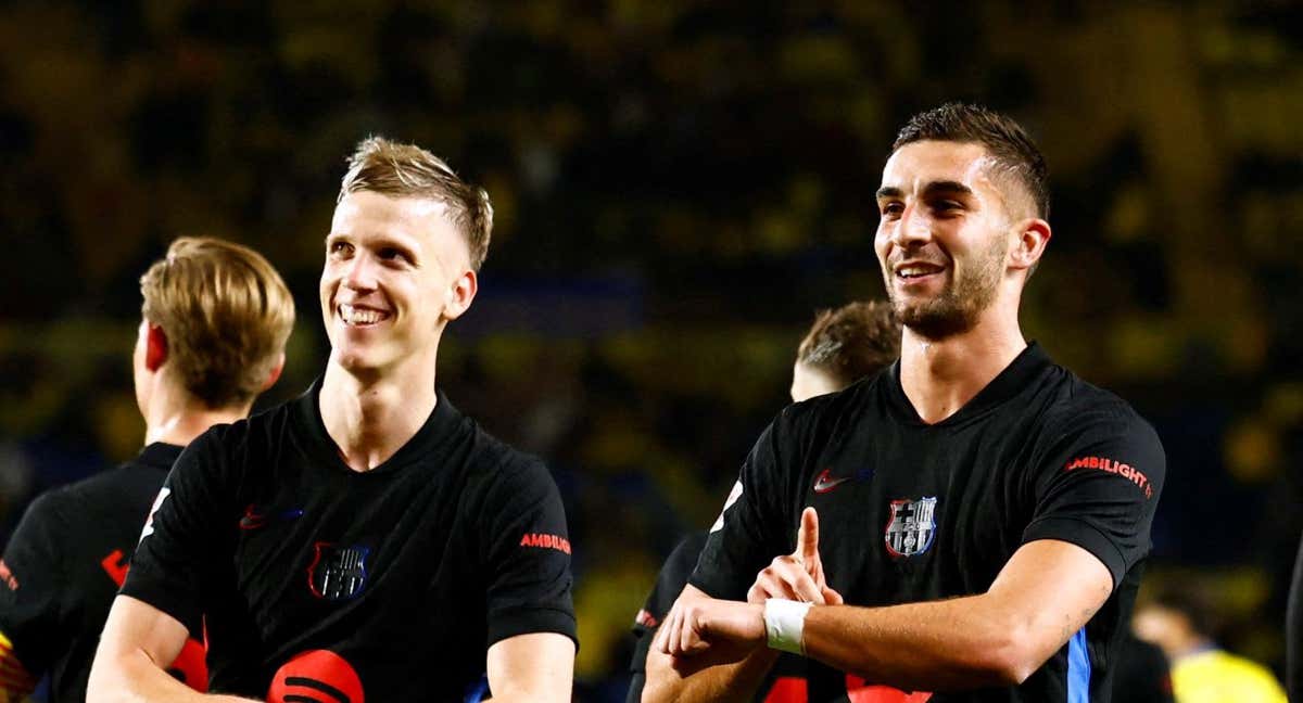 Dani Olmo y Ferrán, dos valores del Barcelona, el equipo que lidera el palmarés de la Copa del Rey y no ve la hora de sumar otro título. /REUTERS