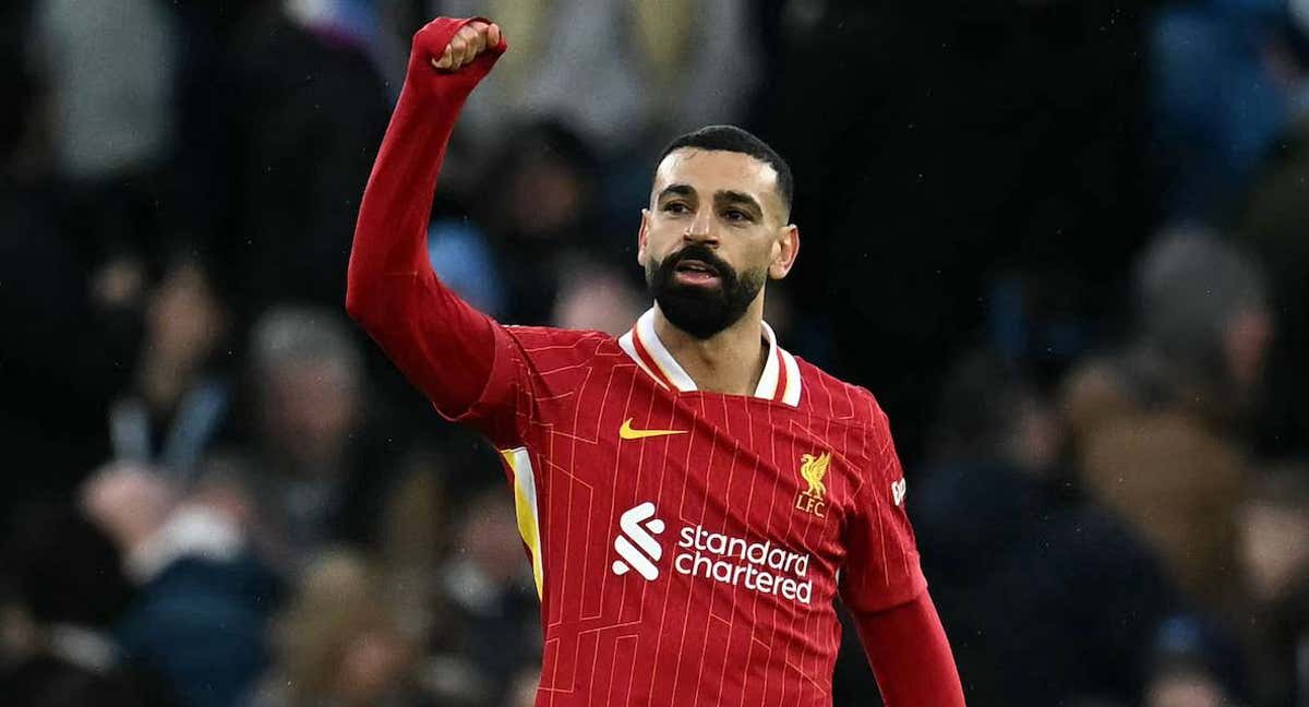 Salah celebra su último gol con la camiseta del Liverpool./REUTERS