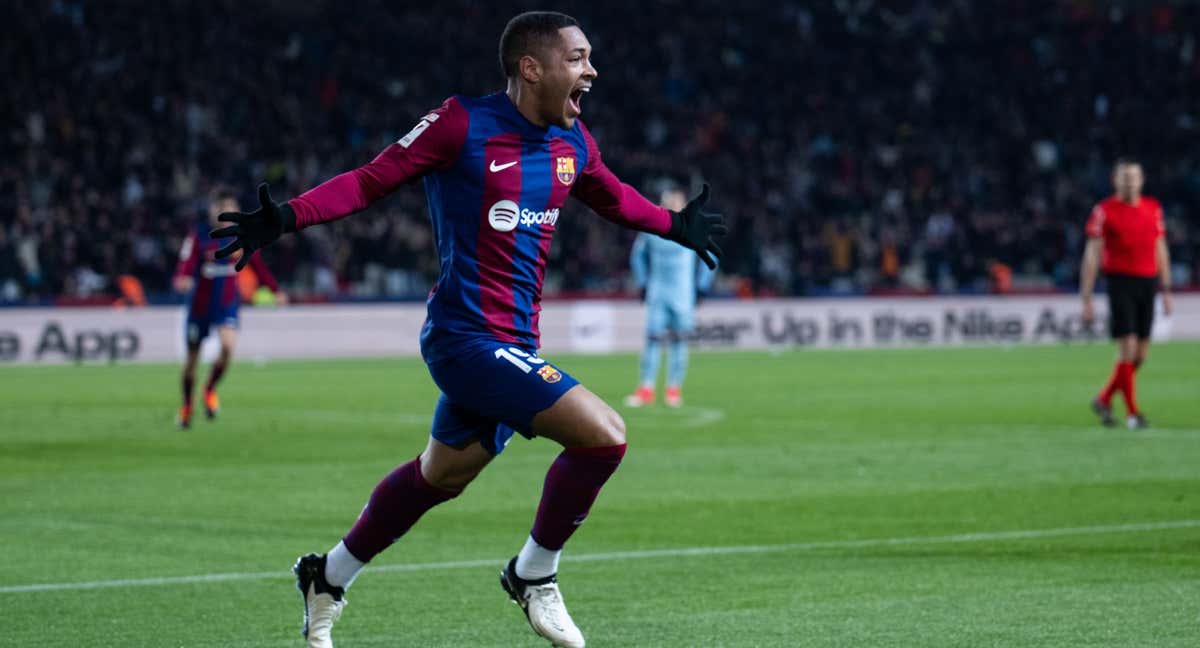 Vitor Roque celebrando un gol con el Barça. /FC BARCELONA