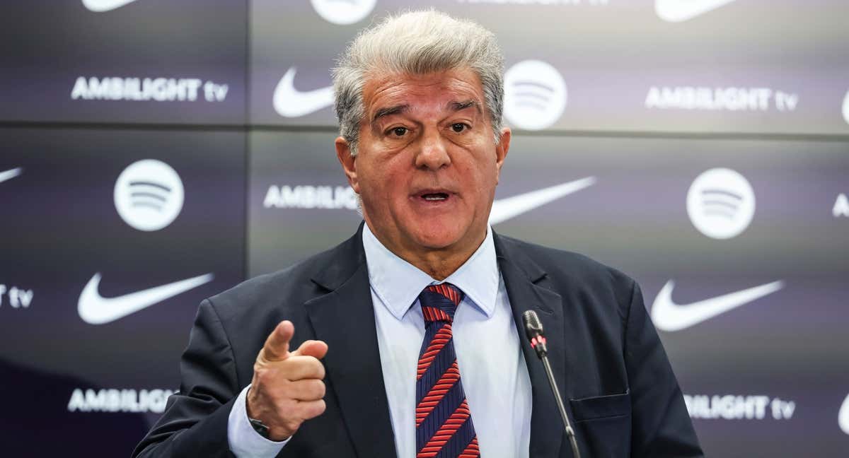 Joan Laporta durante una comparecencia. /AFP