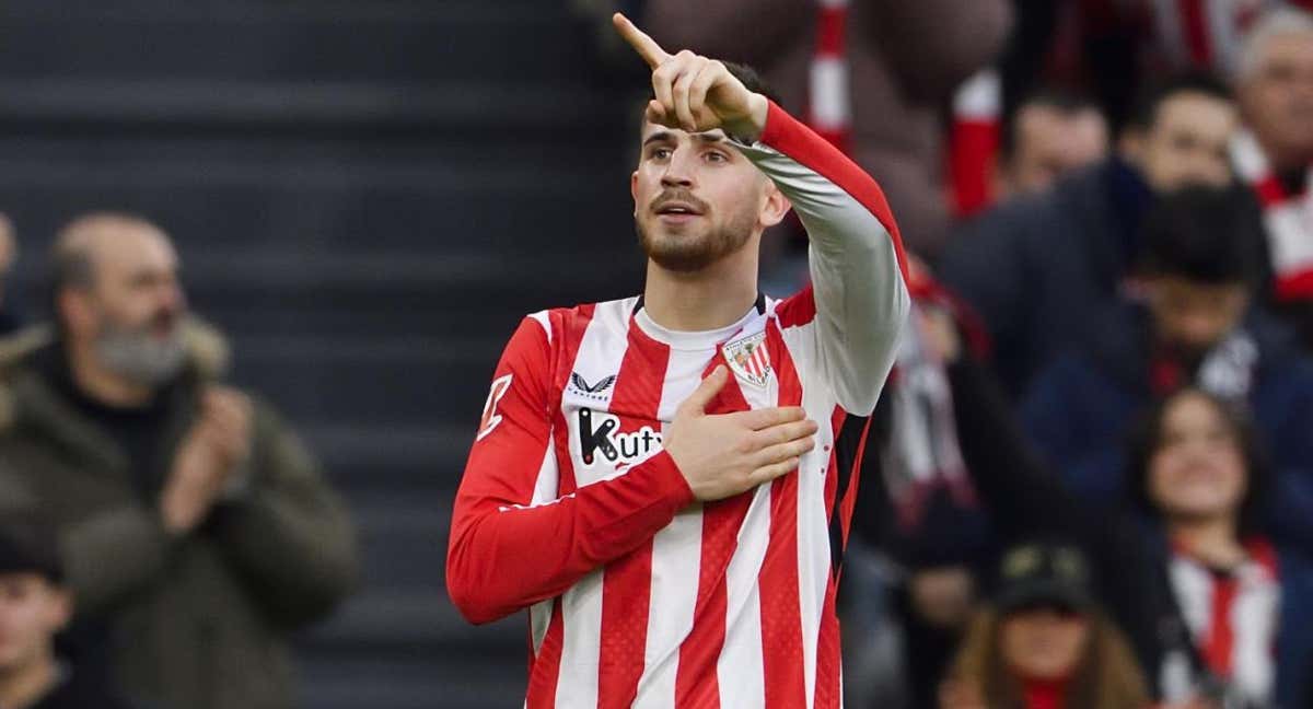 Oihan Sancet celebra uno de sus goles en este mes de febrero./Athletic Club