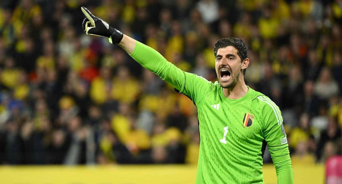 Thibaut Courtois durante un partido con Bélgica en 2023./