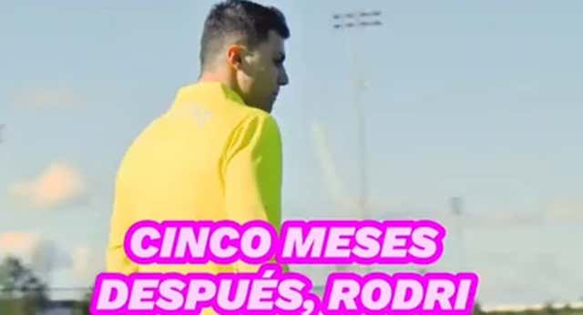 Rodri vuelve a tocar balón cinco meses después de su lesión.