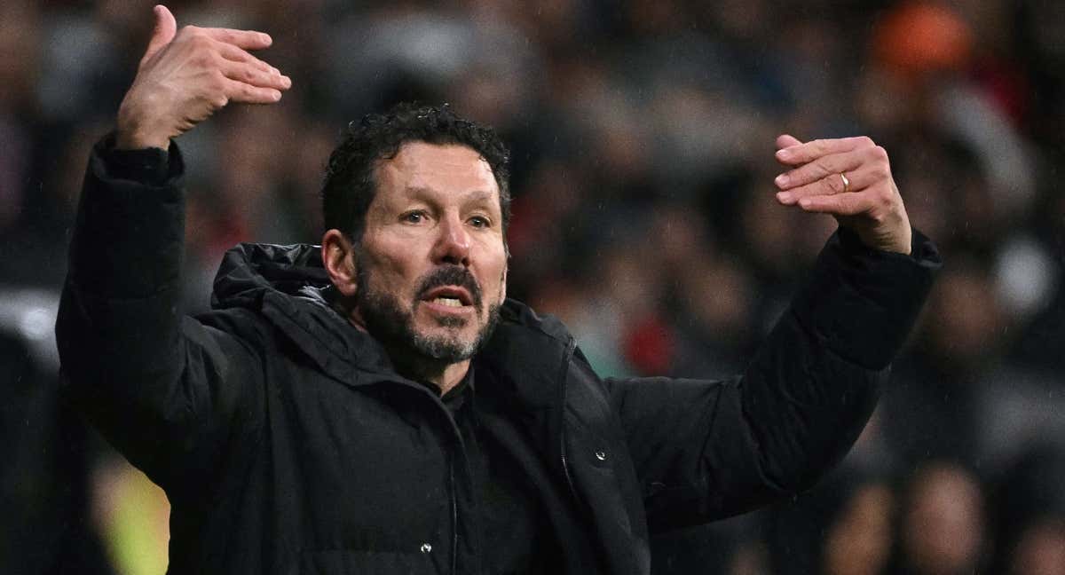 Simeone, durante el partido. /AFP