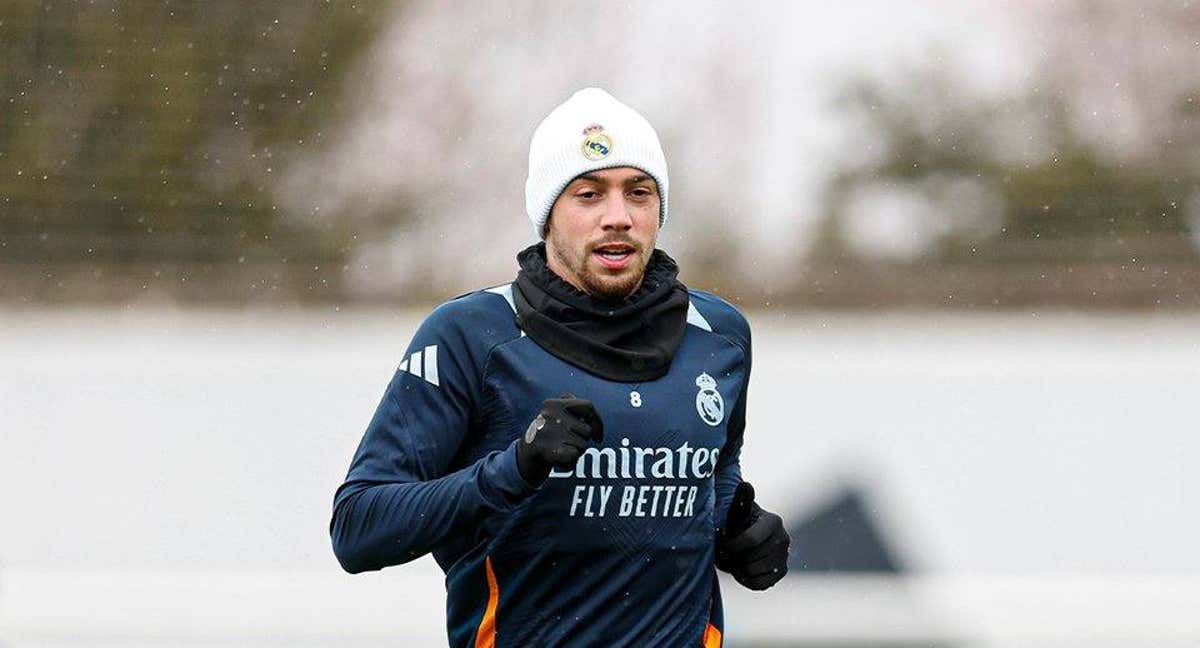 Fede Valverde, entrenando con el Real Madrid./REAL MADRID