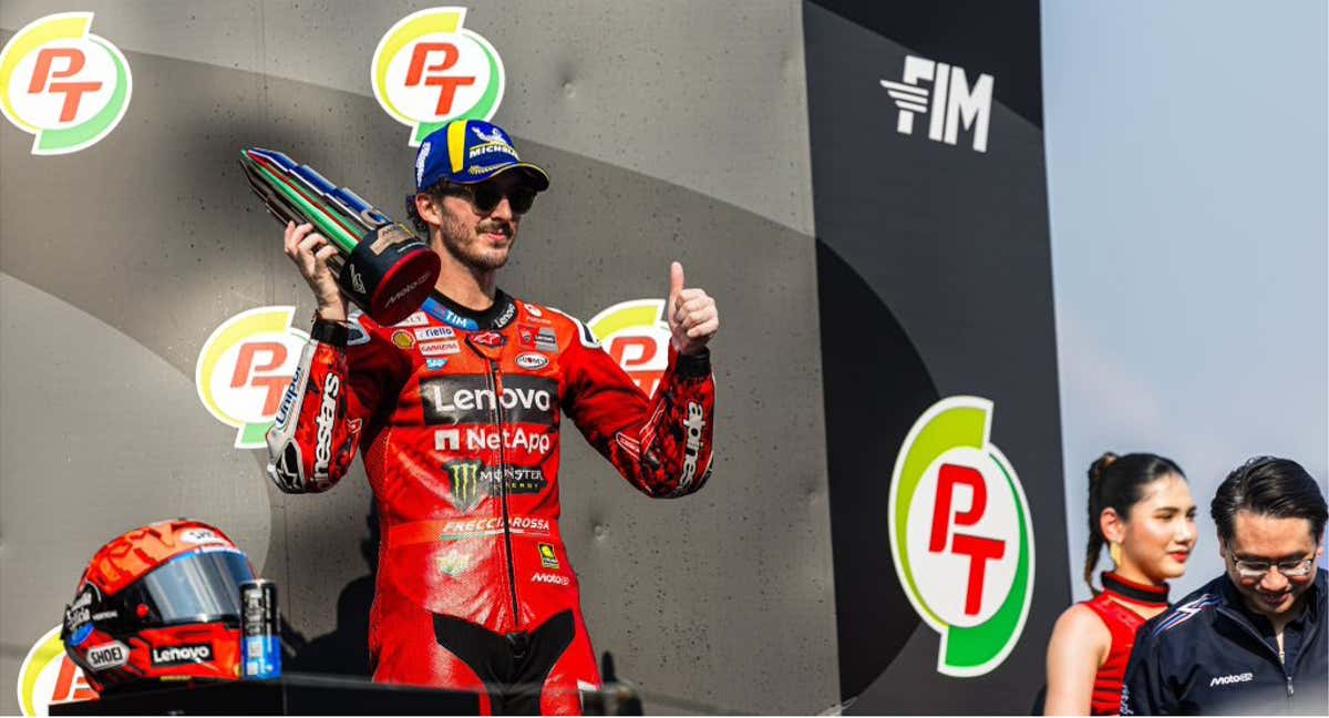 Pecco Bagnaia en el podio de Buriram. /Redes sociales