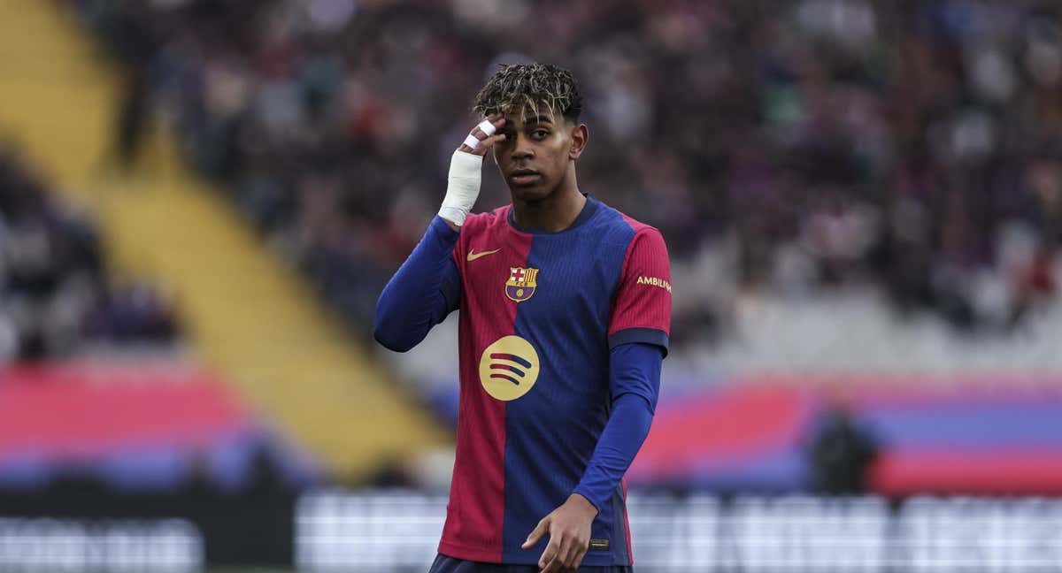 Lamine Yamal, durante un partido del Barça./EP