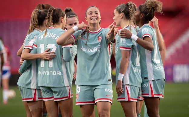 Silvia Lloris celebrando su gol.  ATLÉTICO DE MADRID FÉMINAS