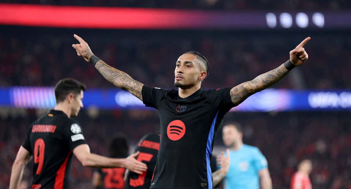 Raphinha celebra su gol al Benfica. /EFE