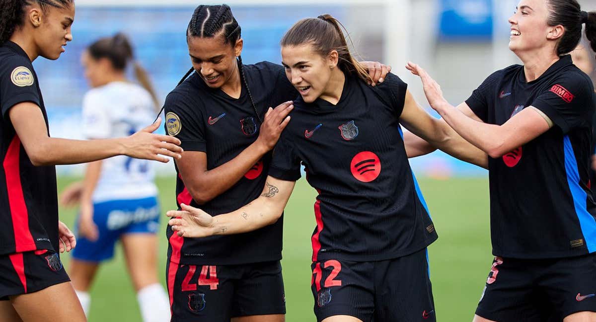 Las jugadoras del Barça celebrando un gol.