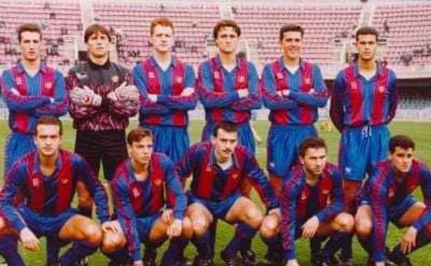Roteta, junto a Angoy, en su etapa en el Barça B.  Relevo
