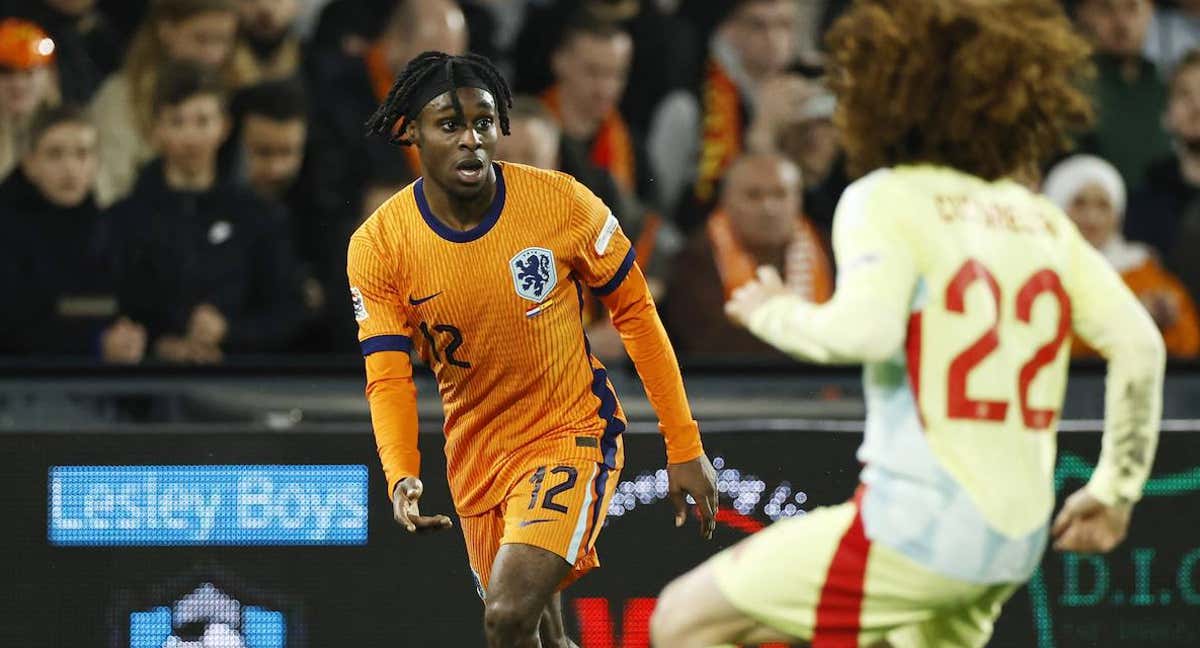 Jeremie Frimpong, durante el partido contra España./Getty Images