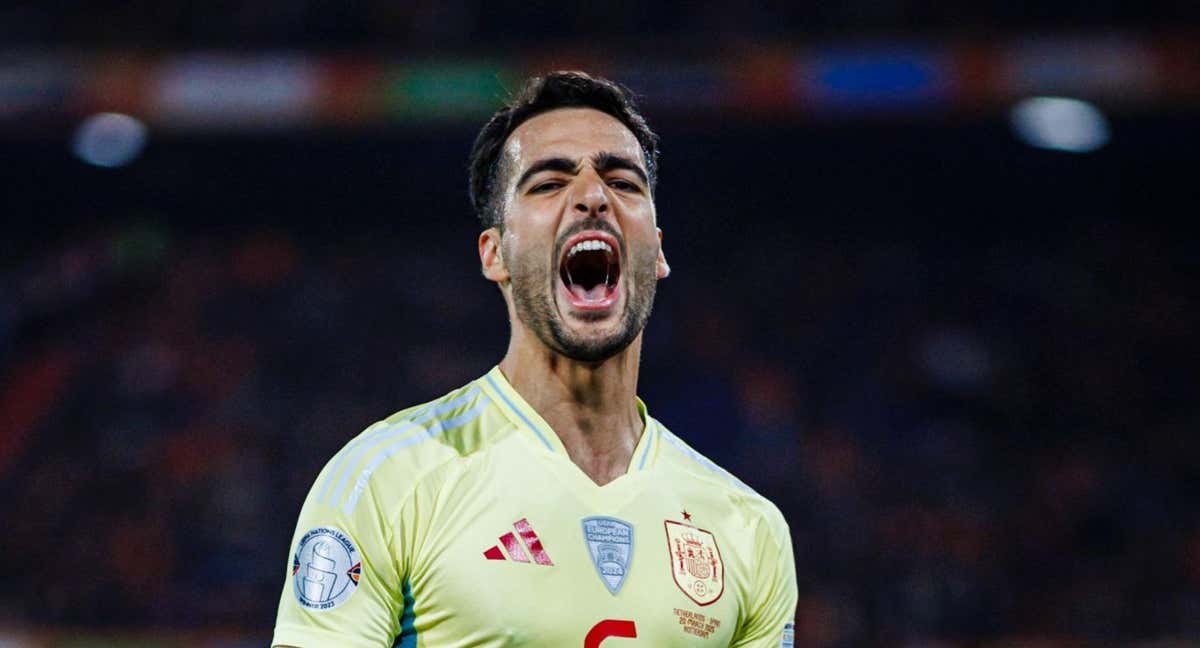 Mikel Merino celebra el gol del empate en el descuento. /GETTY