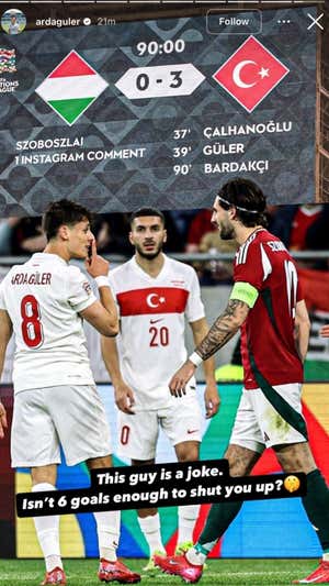 Intercambio de 'golpes' entre Arda Güler y Szoboszlai: “¿Seis goles no son suficientes para callarte?”