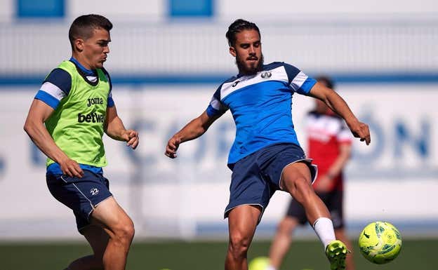 Mario del Campo, durante un entrenamiento del Leganés. CEDIDA