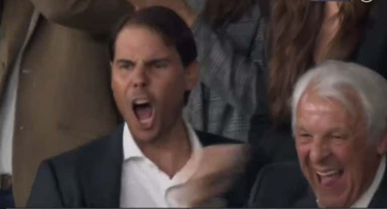 Rafa Nadal explota tras el gol de Antonio Rudiger.