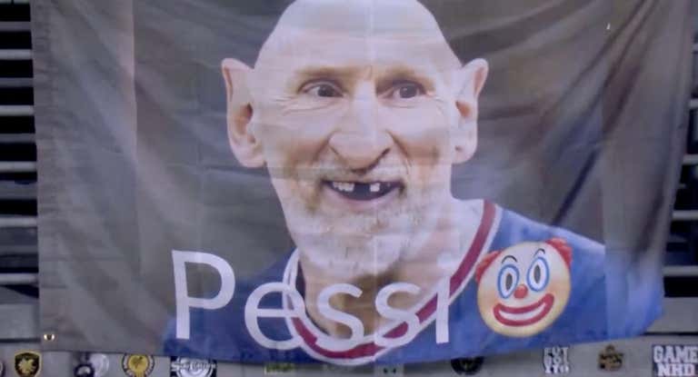 La pancarta con la que la afición de Los Ángeles se burló de Messi.