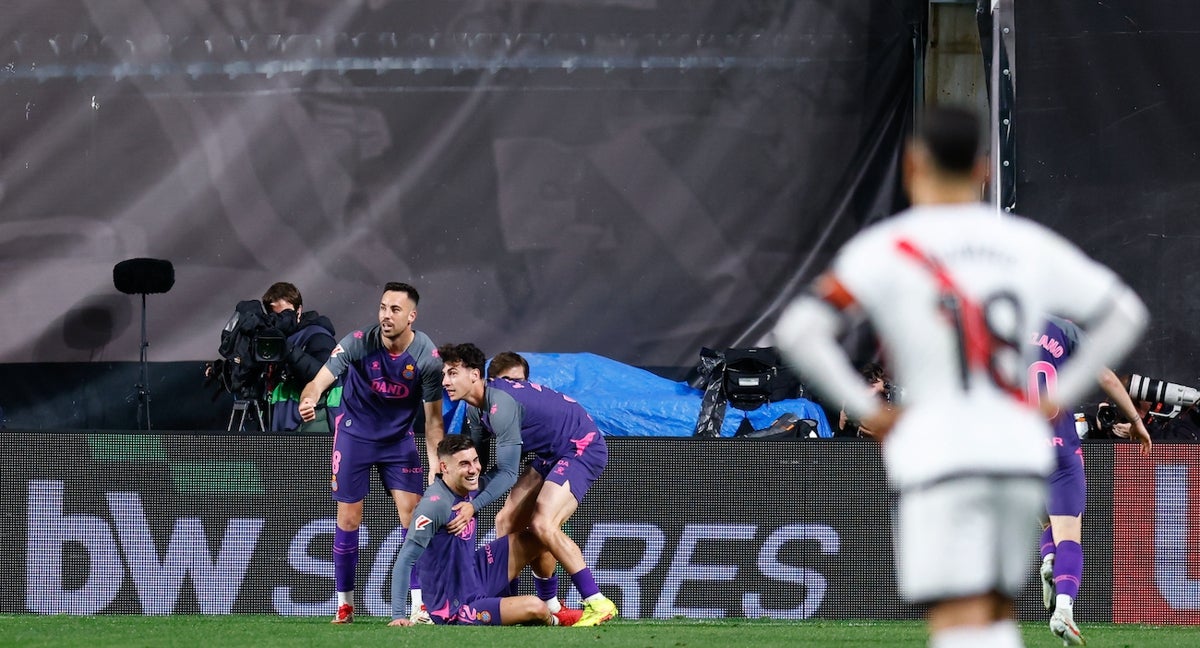 El Espanyol celebra uno de los goles ante el Rayo.