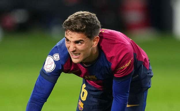Gavi, en un partido reciente con el Barcelona.  GETTY