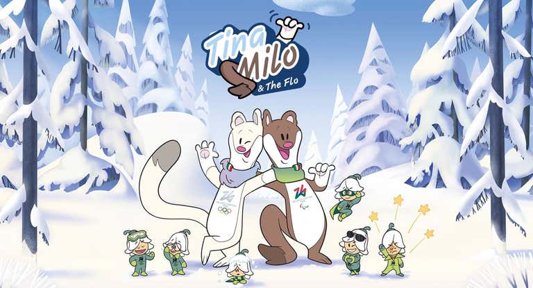 Las mascotas de los Juegos de Invierno: Milan y Tino.