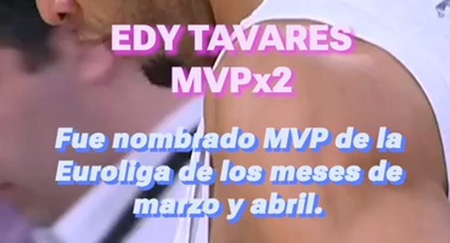 Edy Tavares recibió el MVP de la Euroliga de los meses de marzo y abril de manos de Felipe Reyes