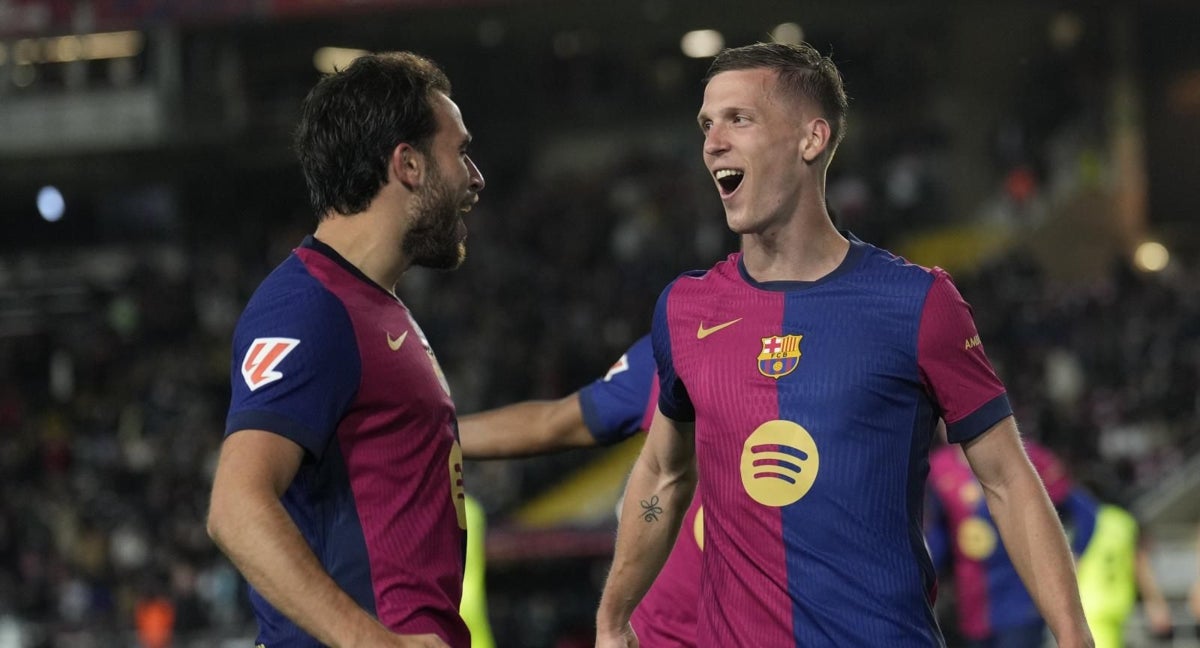 Dani Olmo celebra su gol ante el Mallorca.