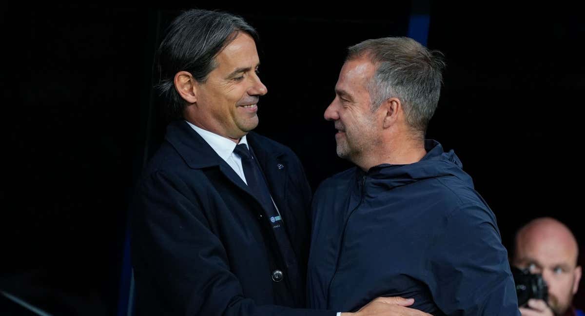 Hansi Flick con Inzaghi ante de empezar el partido. /EFE