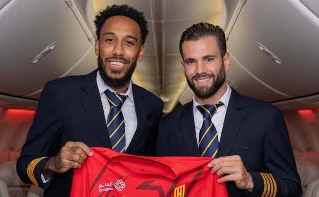 Aubameyang y Nacho, futbolistas del Al-Qadsiah. Getty Images