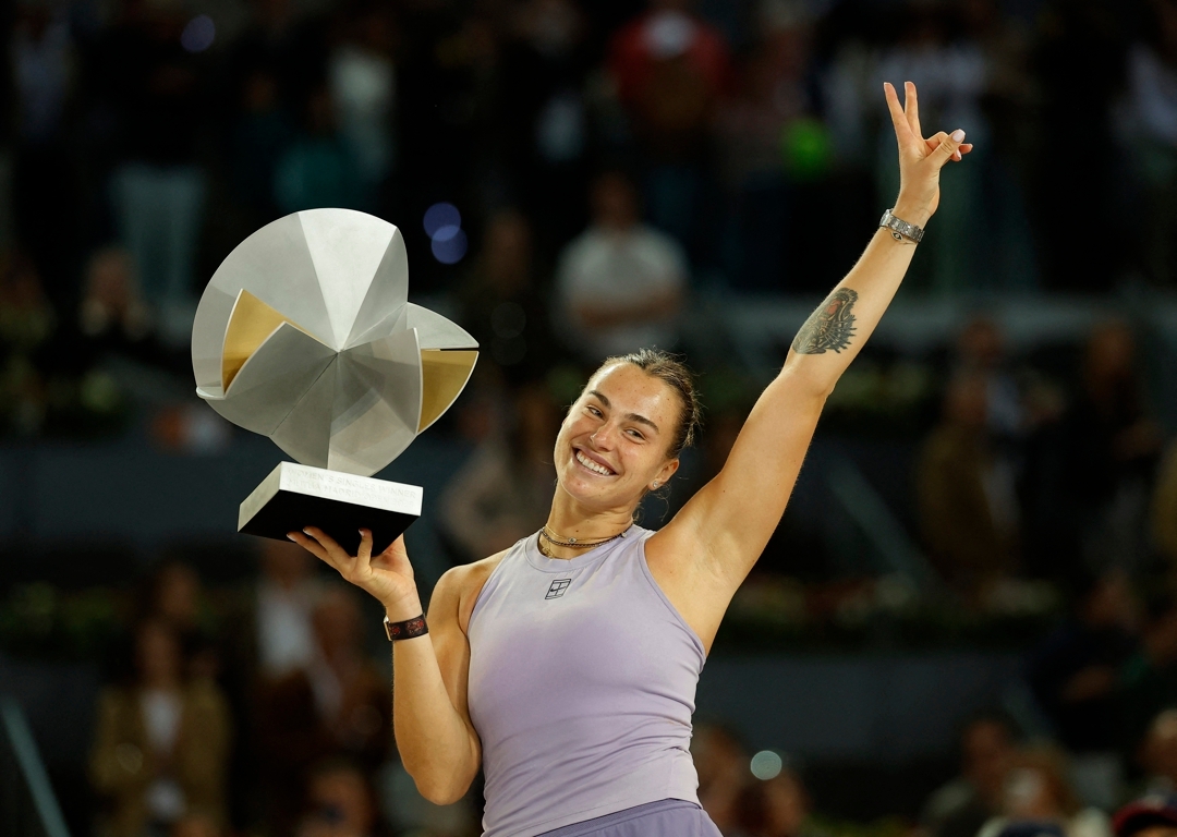 Sabalenka, tricampeona en Madrid. AFP