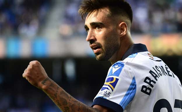 Brais Méndez, celebrando un gol.  AFP