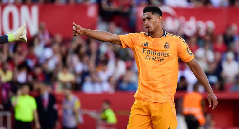 Jude Bellingham, sancionado para la última jornada, en un partido con el Real Madrid.